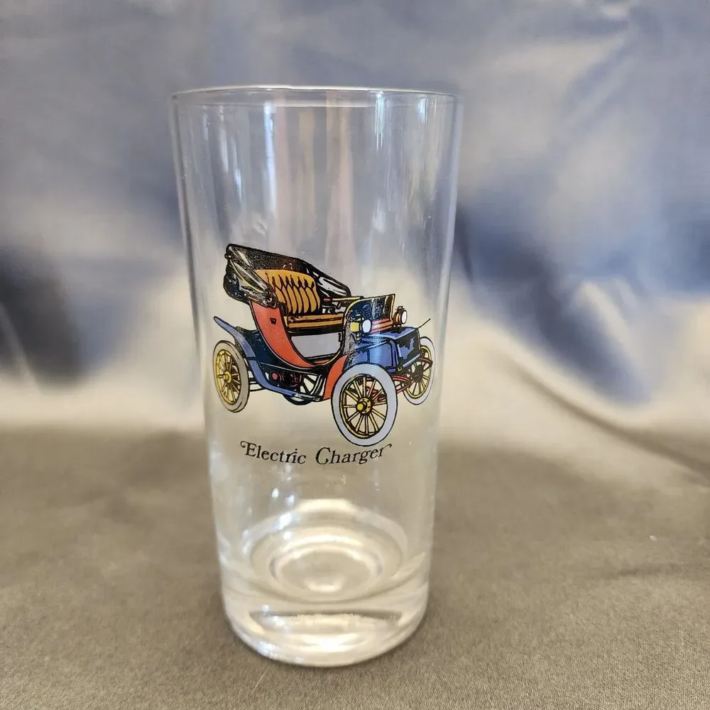 Classic Car Tumbler Set Of 4, 6 oz  Clear Drinking Glass Avon Barware